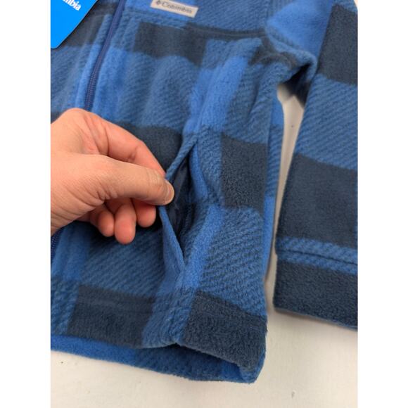 Columbia Youth Boys 2T Zing III Fleece Jacket - Mountain Blue Check - Picture 3 of 6
